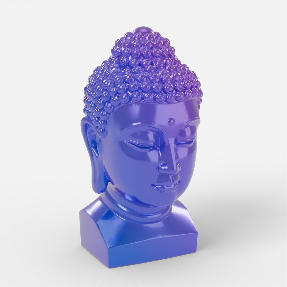 Buddha Bust in colour-shift blue-purple resin