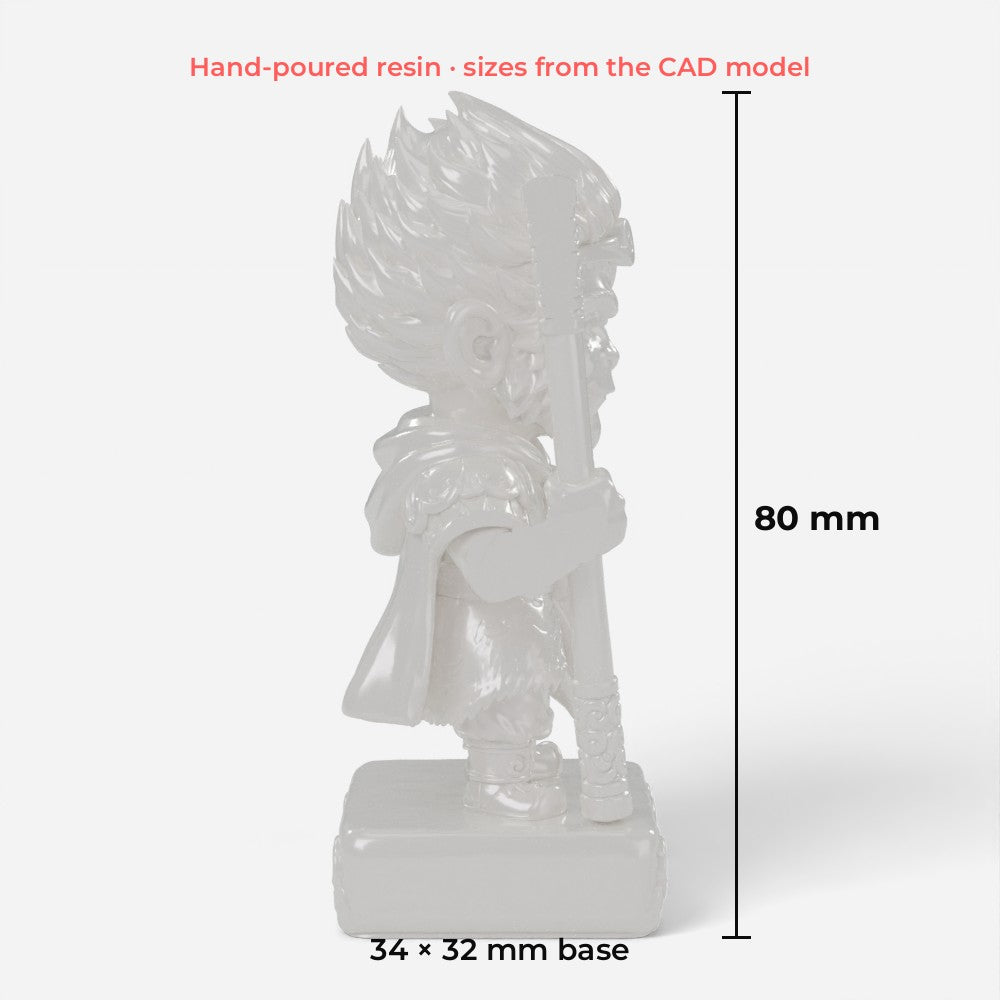 Wukong size: 80 mm tall on a 34 × 32 mm base