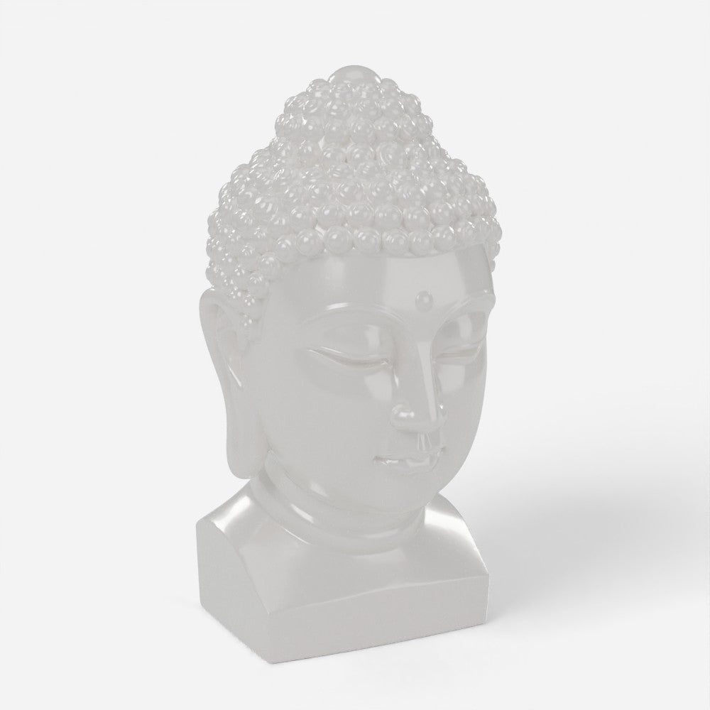 Buddha Bust in pearl white resin