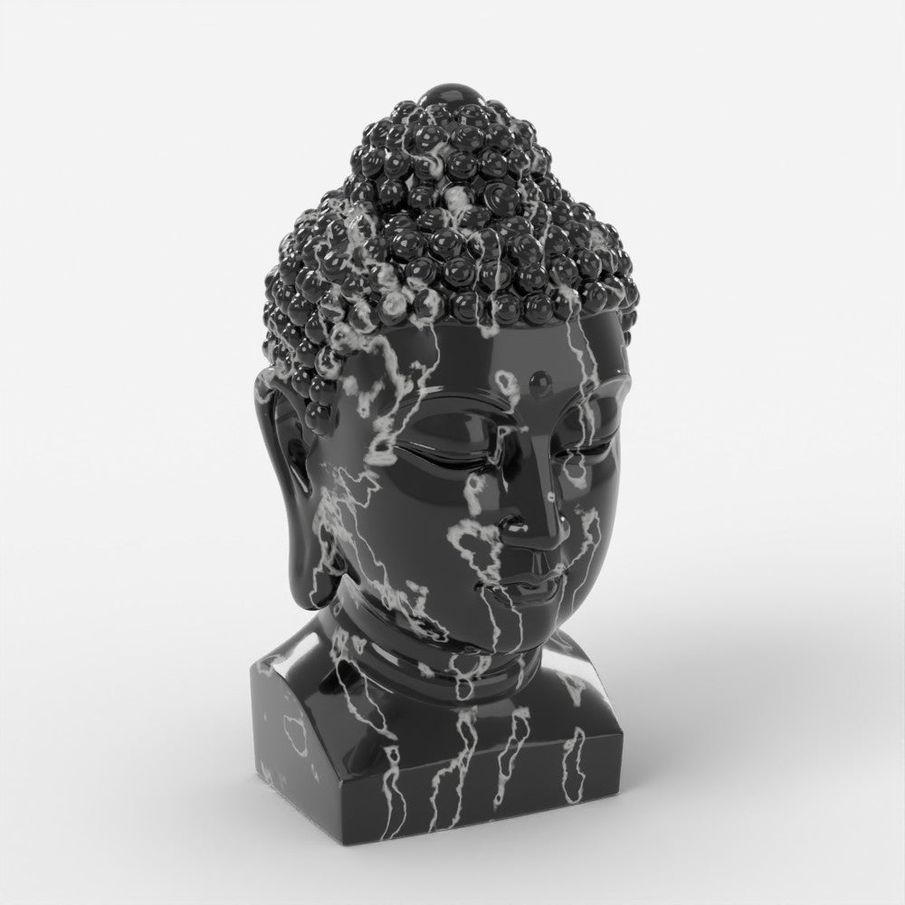 Buddha Bust in black marble resin