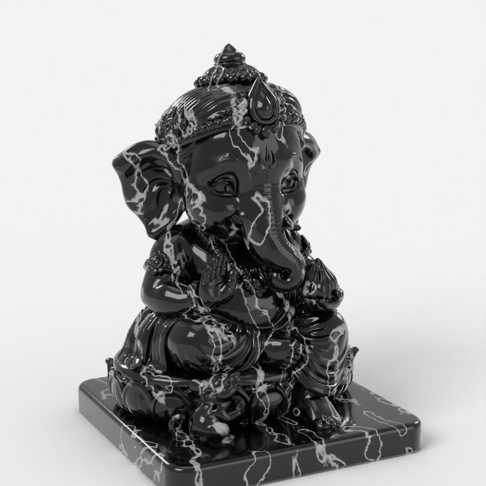Ganesha figure in black marble resin