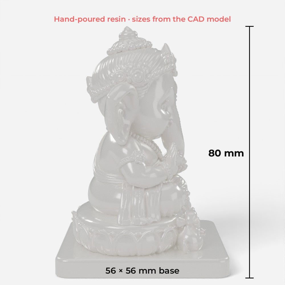 Ganesha size: 80 mm tall on a 56 × 56 mm base