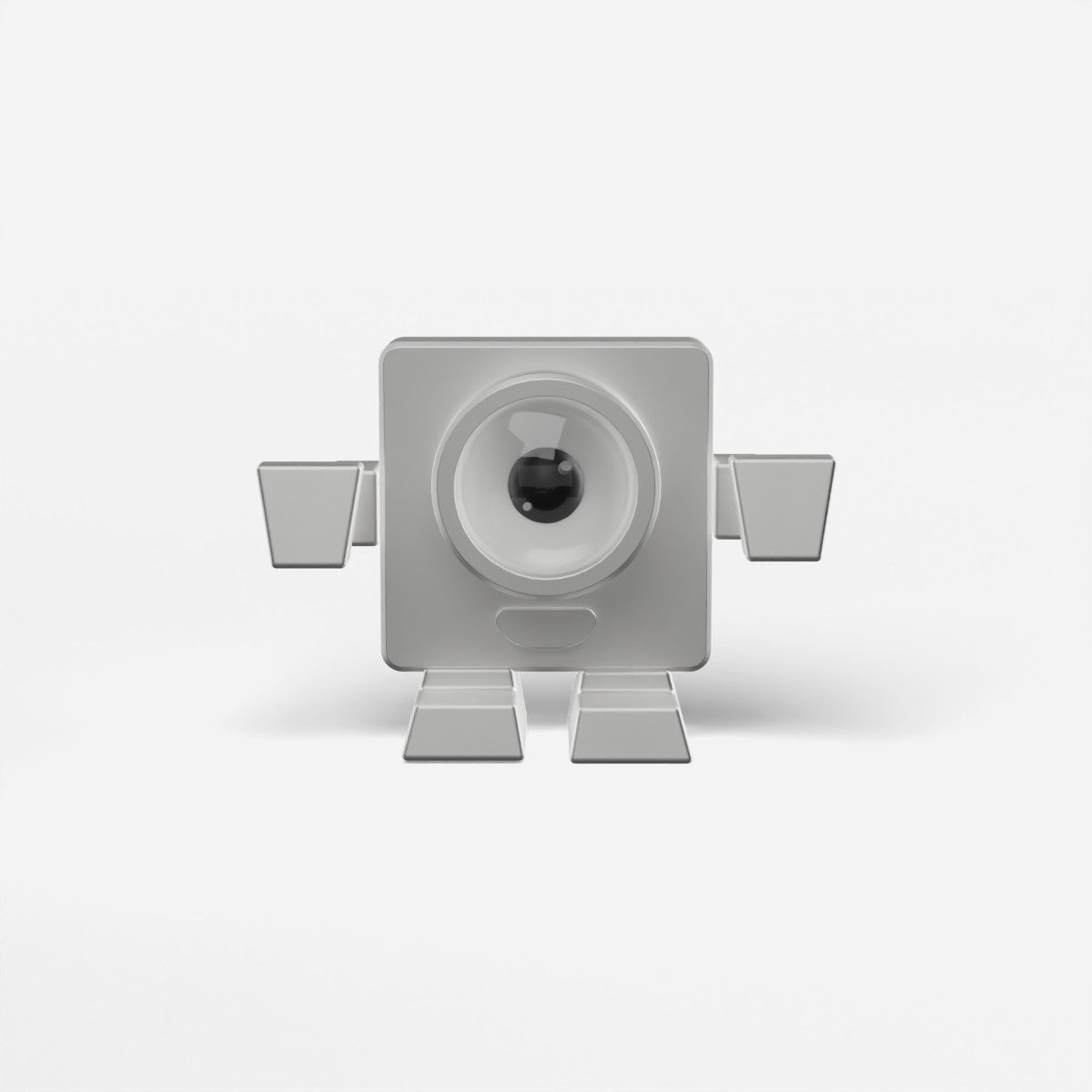 Icon Collectible front view in CNC-machined 6061 aluminium, sandblasted and anodised silver