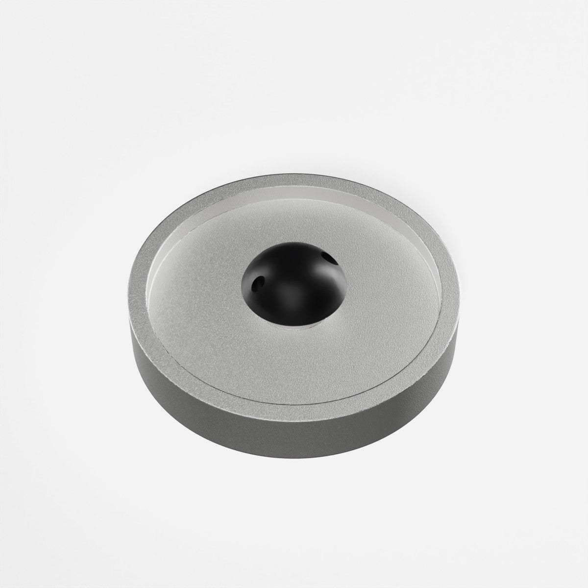 Xiris Inlay Plate P in sandblasted, anodised 6061 aluminium with inlay pocket and black pupil